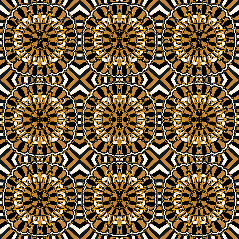 Click to see sample of Aztec Medallions - Black & Gold