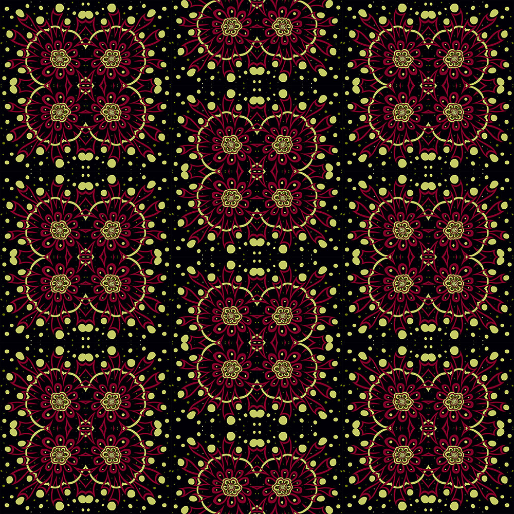 Click to see sample of Galactic Medallions - Lime & Maroon