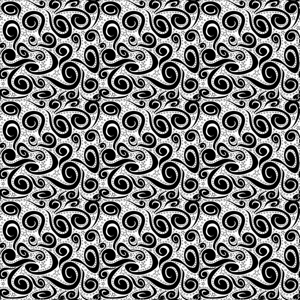 Click to see sample of Stars and Swirls - B & W