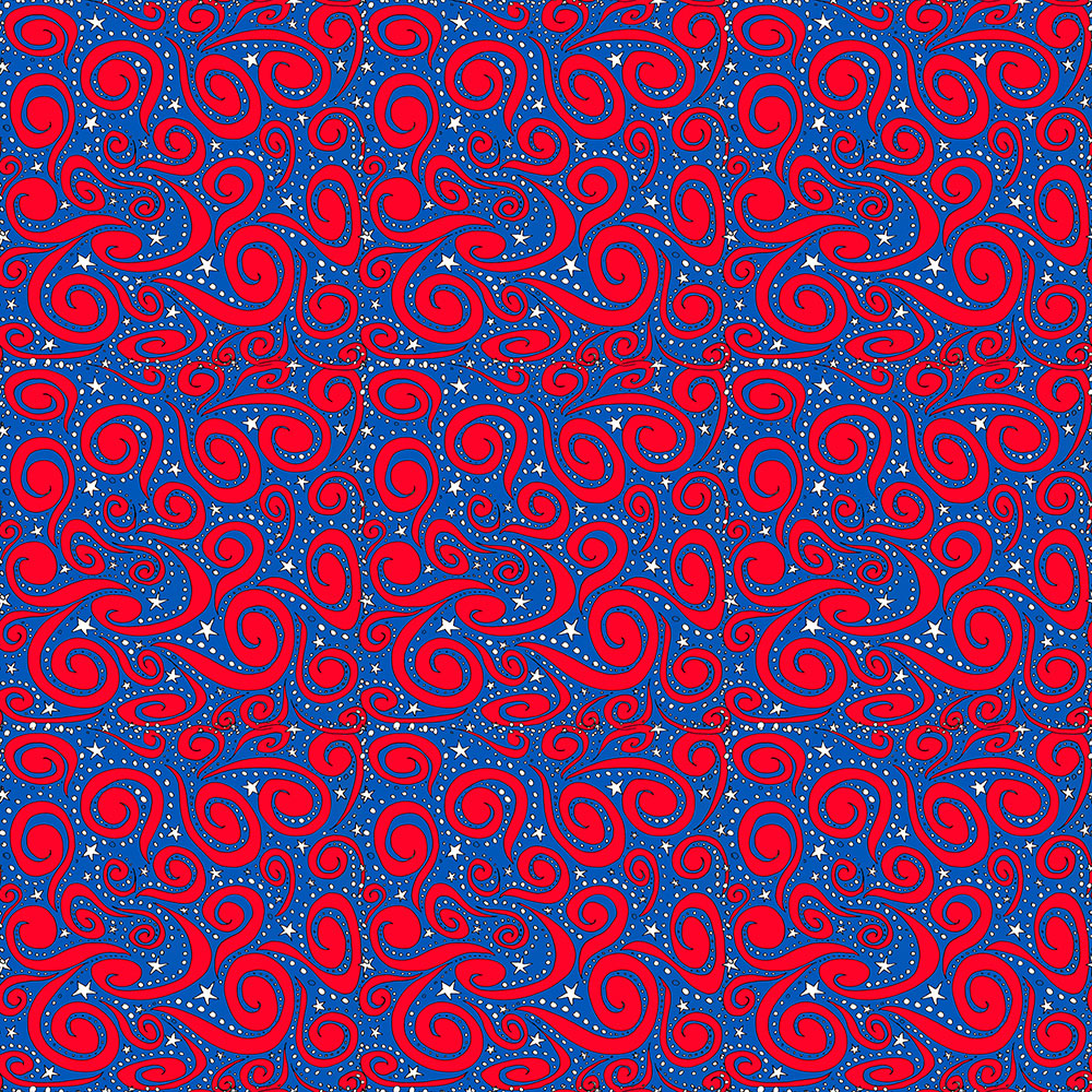 Click to see sample of Stars and Swirls - Red, White & Blue