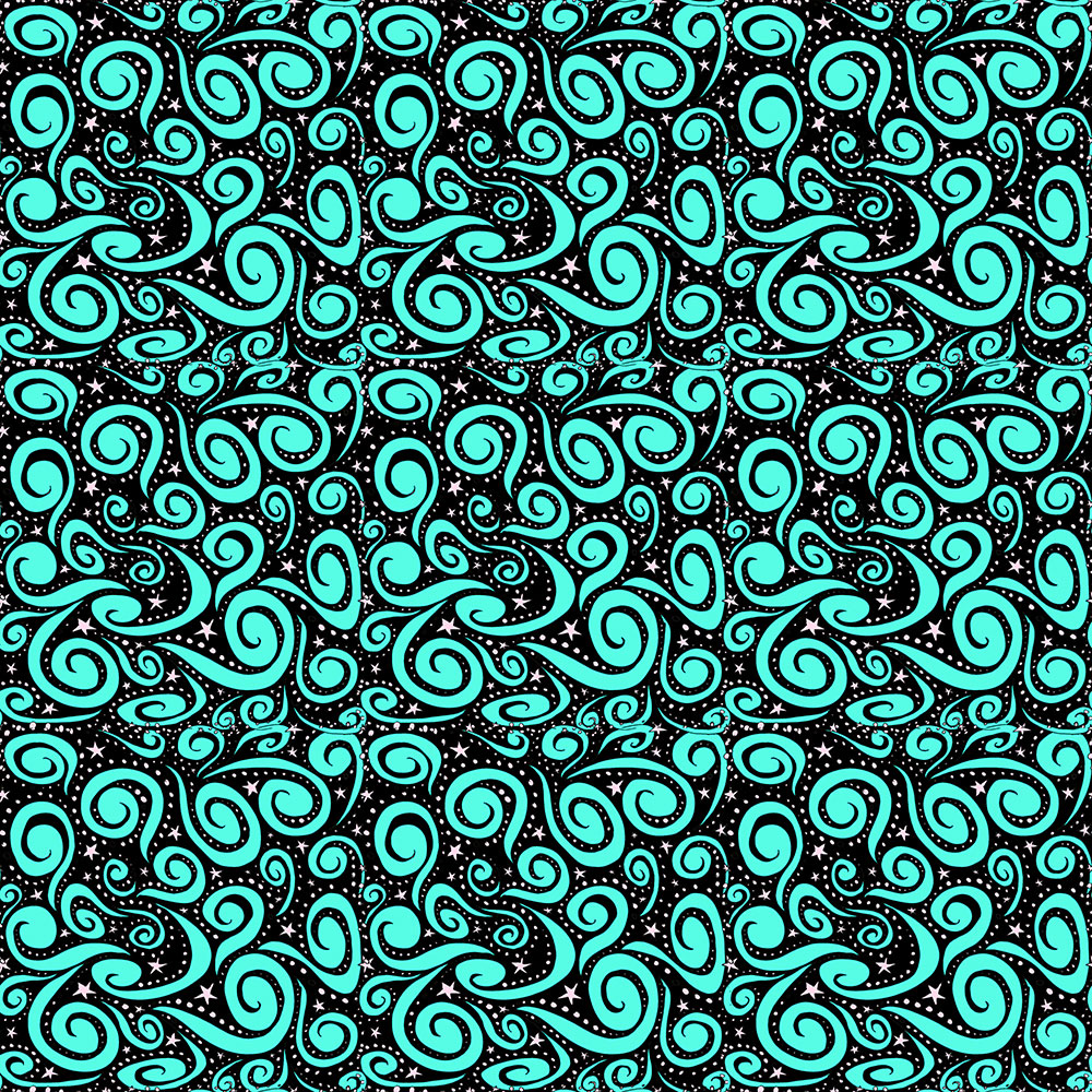 Click to see sample of Stars and Swirls - Turquoise & Pink