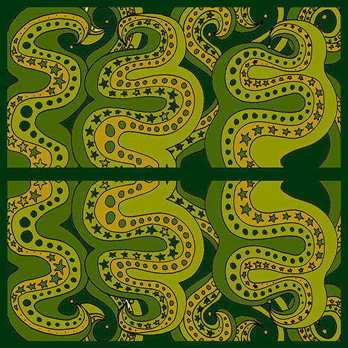 Click to see sample of Space Snakes - Green and gold